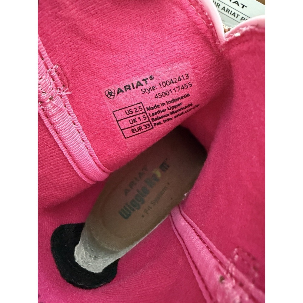 Ariat Firecatcher Y Kids Western Cowboy Boots Rowdy Brown Pink Size 2.5 M EU 33 - Picture 10 of 16